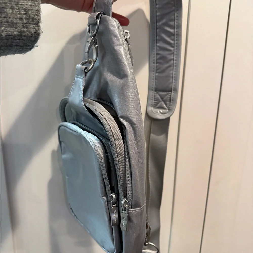 Baggallini Sleek Silver Sling Backpack